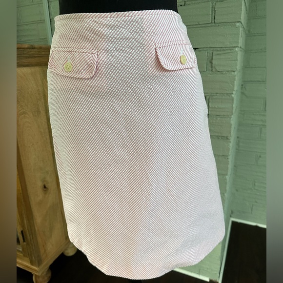 J.Crew, pink and white seersucker skirt size 0 - Picture 1 of 7